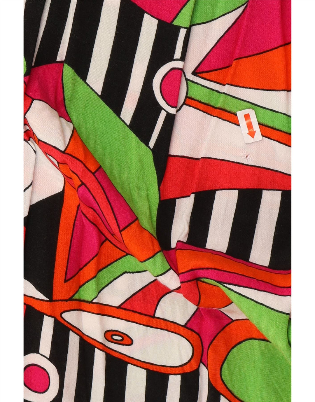 VINTAGE Femmes Motif Abstrait Chemise Blouse UK 14 Moyen Multicolore