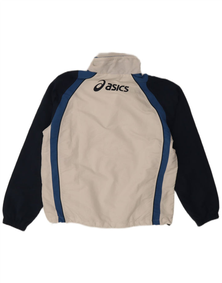 Asics Veste de survêtement graphique pour hommes, grand, blanc, color block, polyester