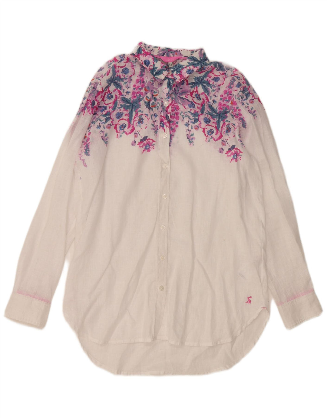 Joules Chemise Oversize Femme UK 8 Petit Lin Floral Blanc