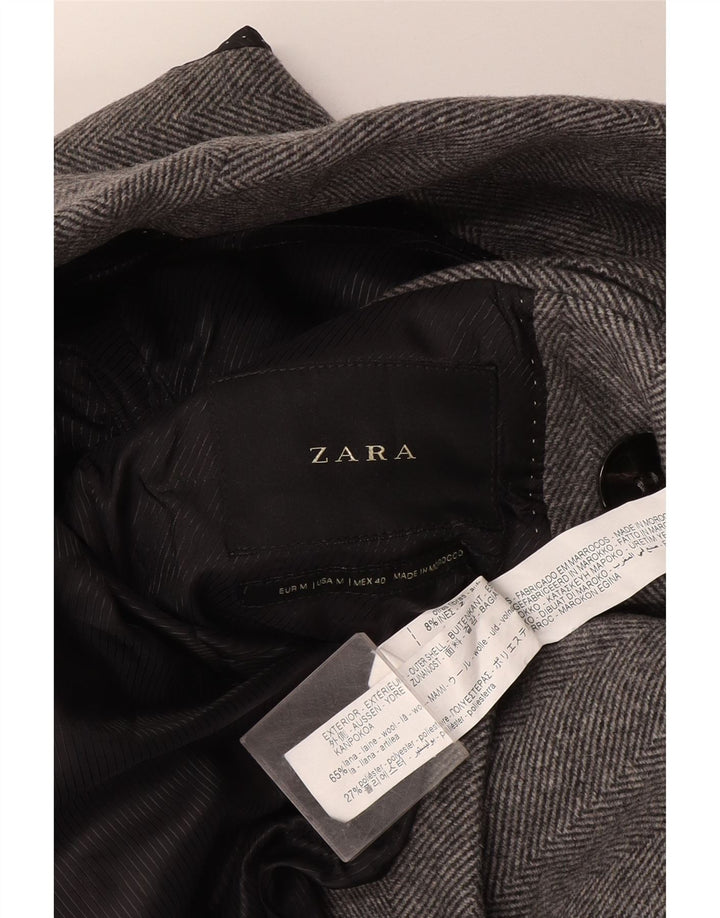 Zara Manteau croisé pour homme UK 38 Laine à chevrons gris moyen