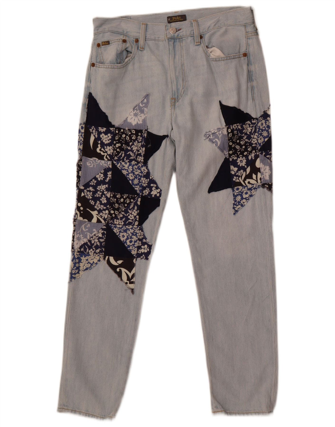 Polo Ralph Lauren Jean slim femme W26 L28 bleu patchwork coton