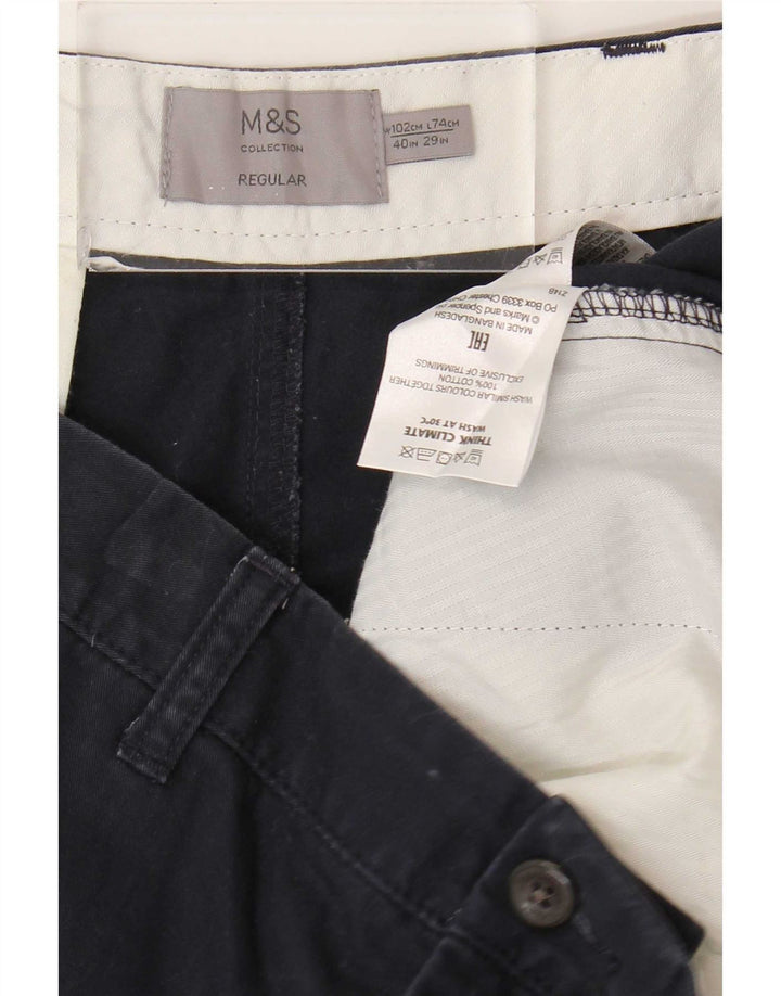 Marks & Spencer Pantalon Chino Regular Homme W40 L29 Bleu Marine Coton