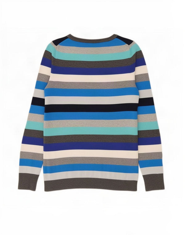 Gap Pull Col Bateau Femme UK 12 Coton Rayé Bleu Moyen