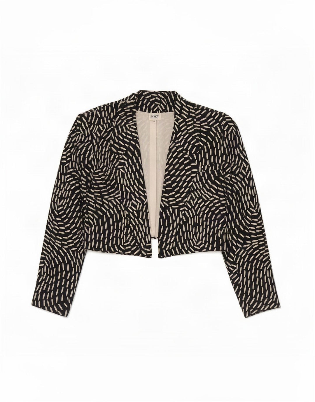 Roxy Veste Boléro à Motif Abstrait pour Femme EU 40 Soie Noire Moyenne