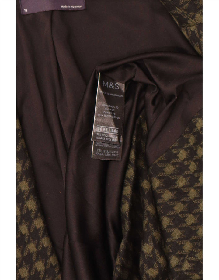 Marks & Spencer Veste blazer ouverte pour femme UK 10 Petit pied-de-poule kaki