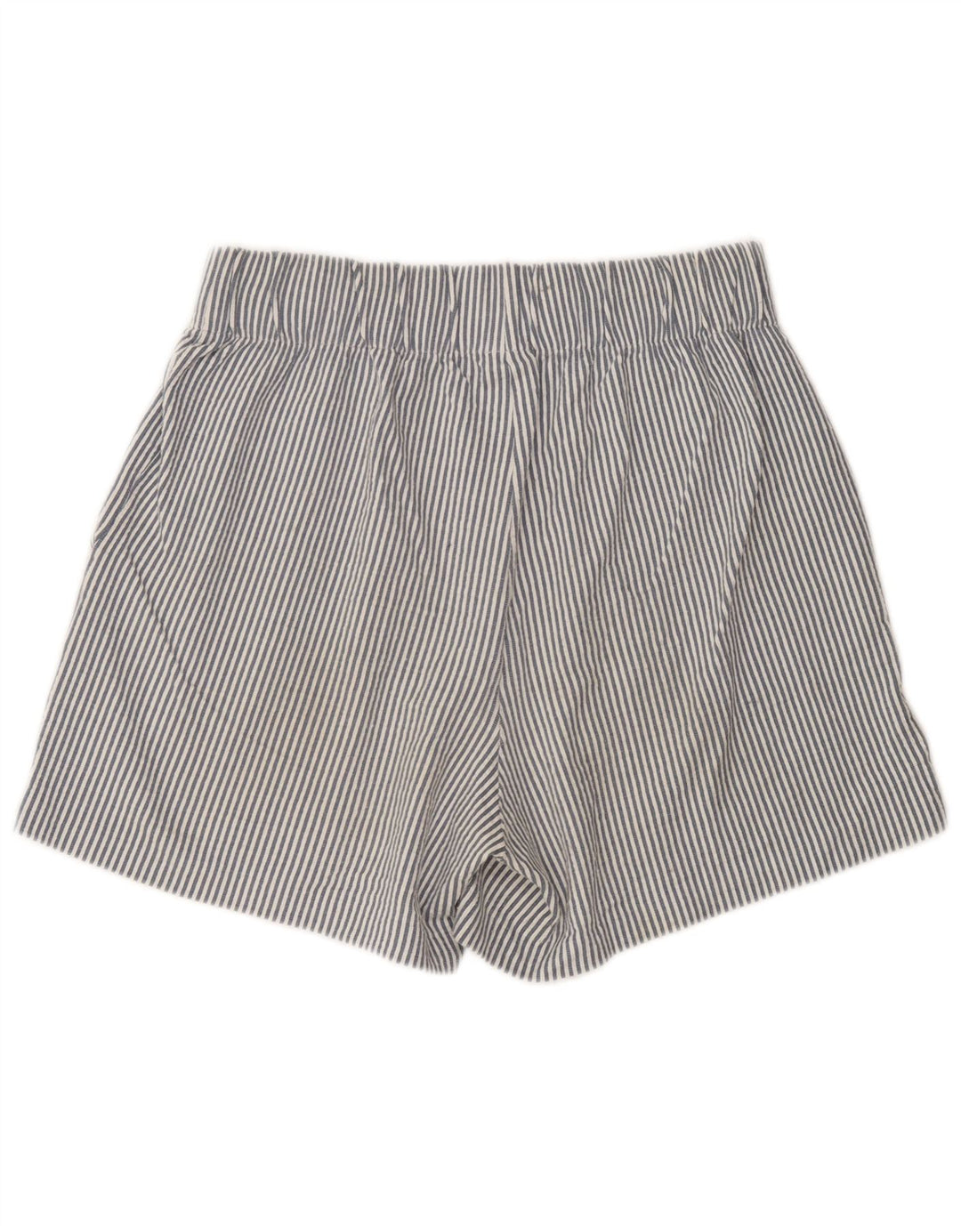 Benetton Short Taille Haute Femme Moyen W30 Bleu à Fines Rayures en Coton