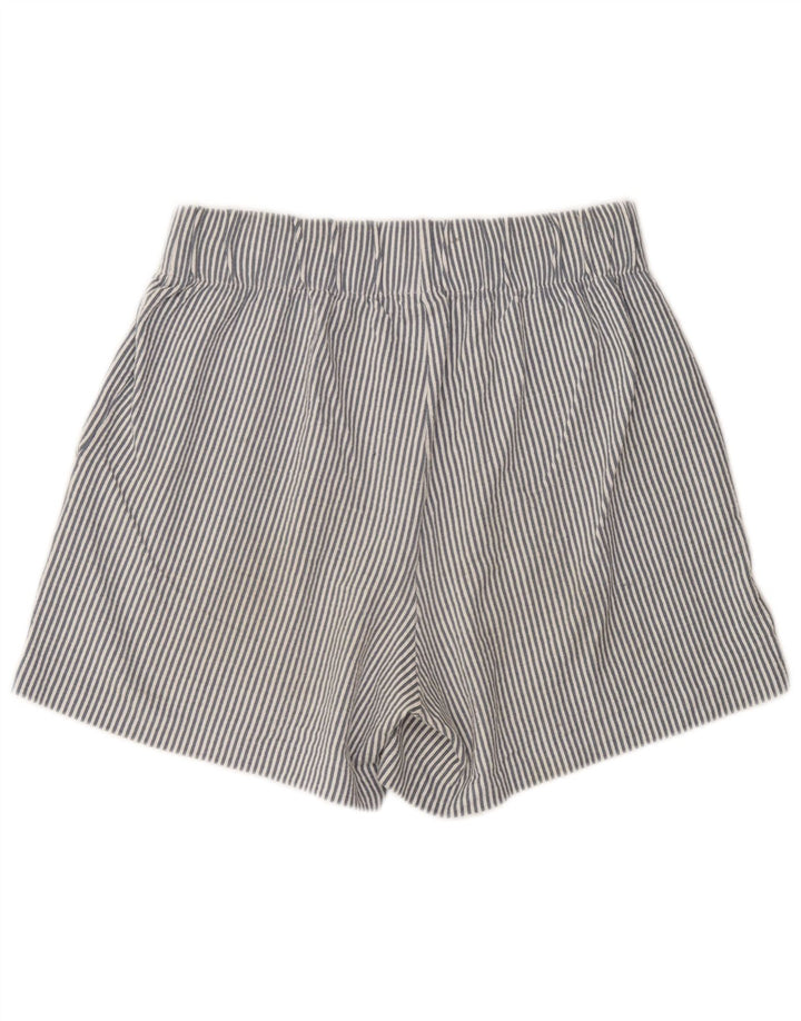Benetton Short Taille Haute Femme Moyen W30 Bleu à Fines Rayures en Coton