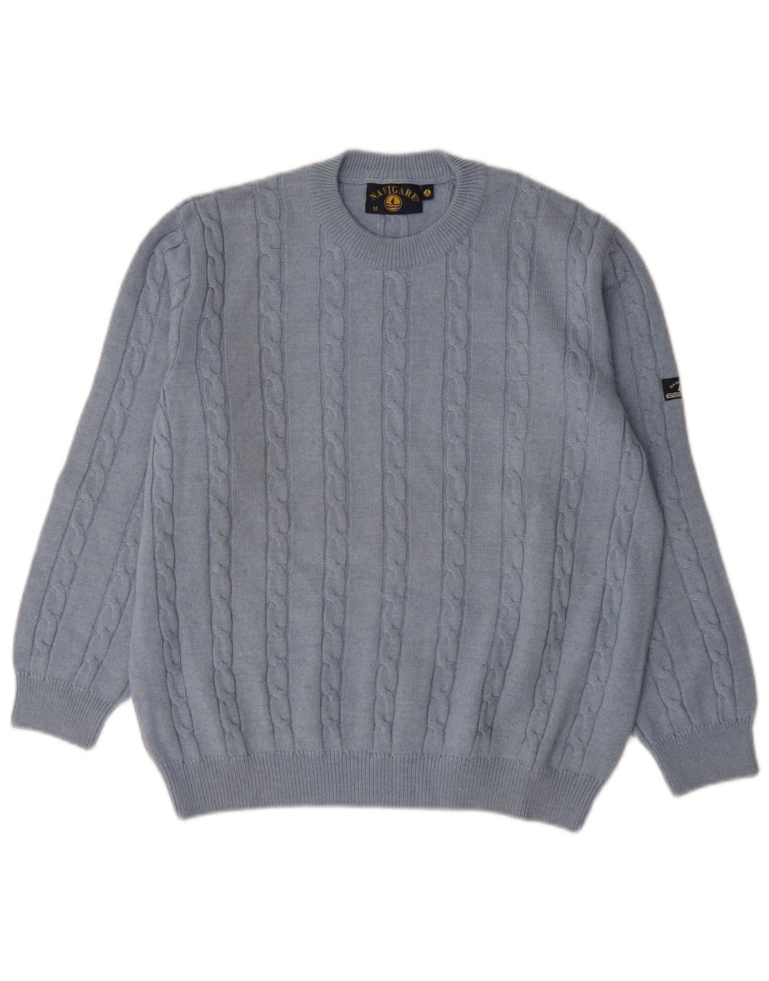 Navigare Pull col rond homme en laine mérinos bleu moyen