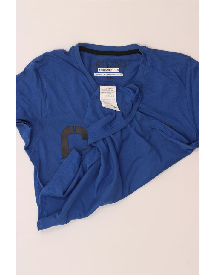 JACK & JONES Mens Graphic T-Shirt Top Medium Blue Cotton Vintage Jack & Jones and Second-Hand Jack & Jones from Messina Hembry 