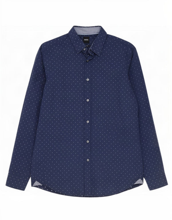 Hugo Boss Chemise Regular Fit Large en coton à pois bleu marine