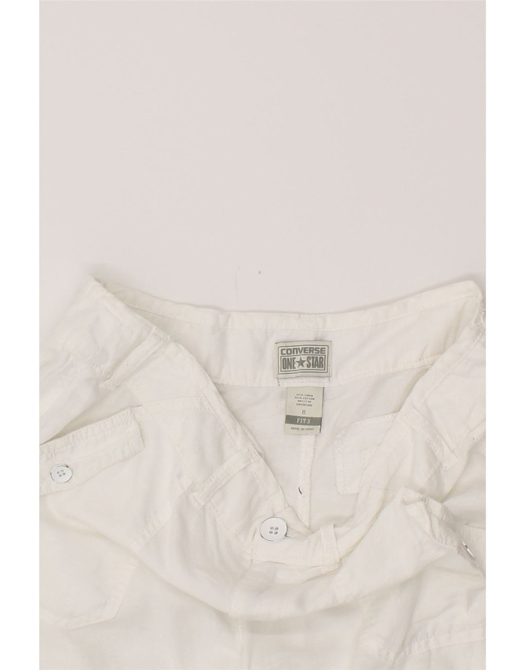 CONVERSE Short décontracté pour femme US 8 Medium W34 Lin blanc