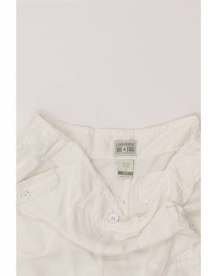 CONVERSE Short décontracté pour femme US 8 Medium W34 Lin blanc