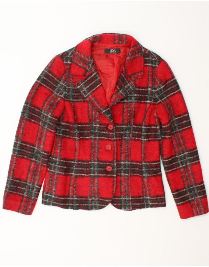 VINTAGE Womens Overcoat UK 12 Medium Red Check Wool Vintage Vintage and Second-Hand Vintage from Messina Hembry 
