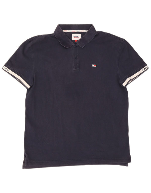 Tommy Hilfiger Polo Homme Large Bleu Marine Colorblock Coton