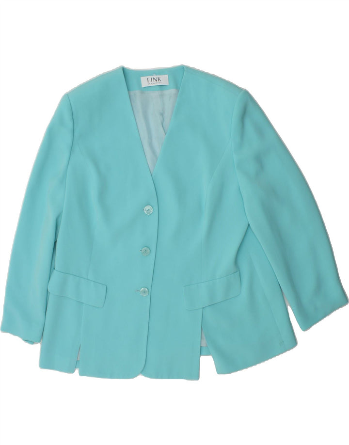 VINTAGE Womens 3 Button Blazer Jacket UK 20 2XL Blue Polyester Vintage Vintage and Second-Hand Vintage from Messina Hembry 