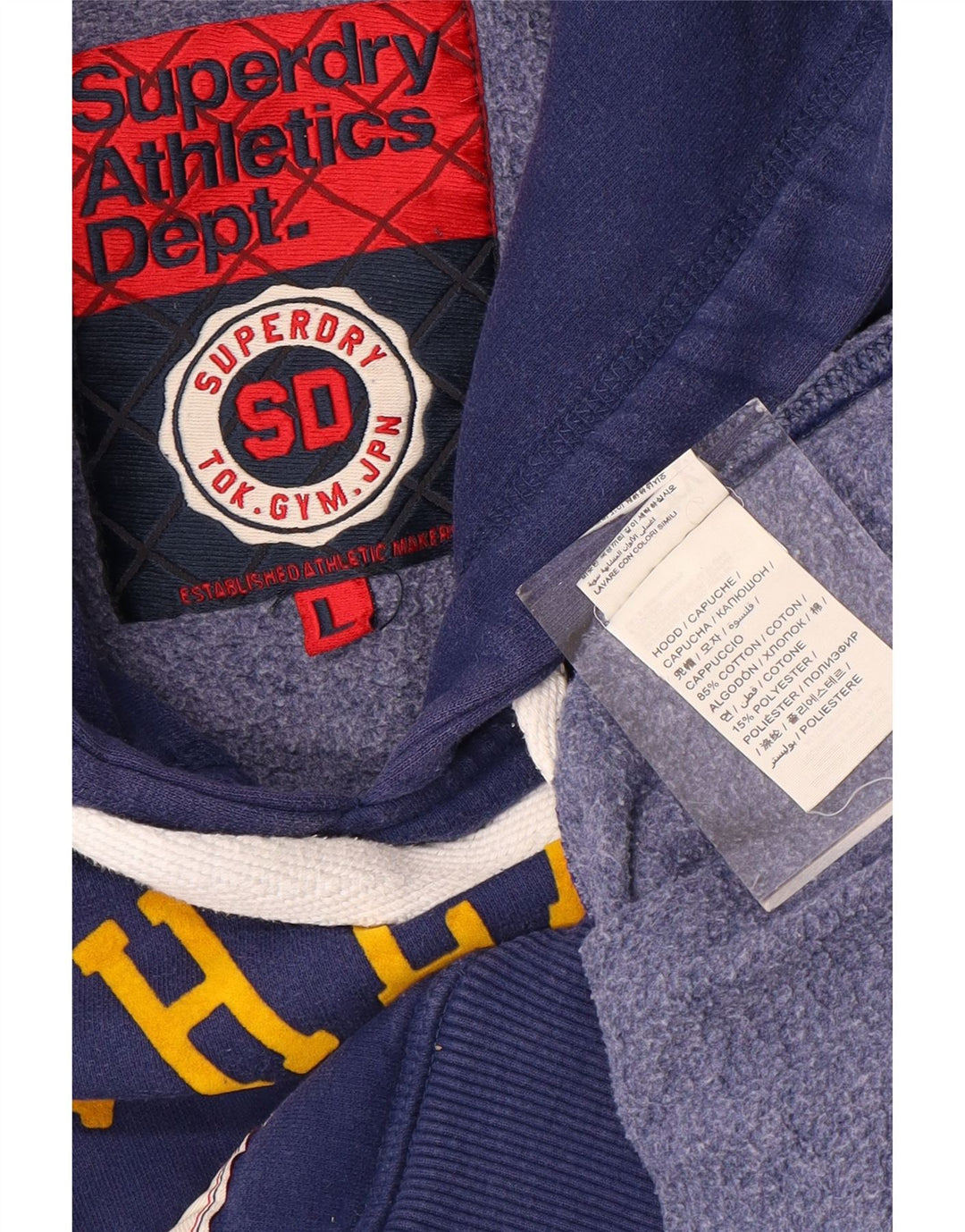 SUPERDRY Pull à capuche graphique pour hommes, grand bleu, coton