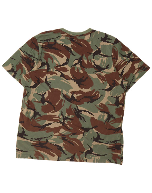 Adidas T-Shirt Graphique Homme Top XL Kaki Camouflage Coton