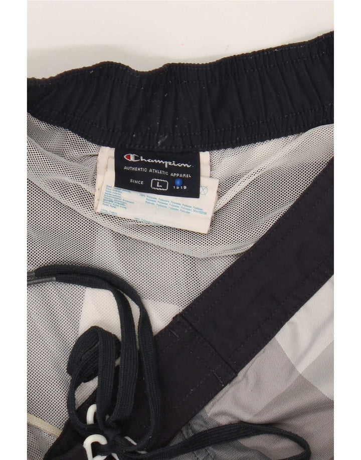 Champion Short de Bain Homme Grand Carreau Gris Polyester