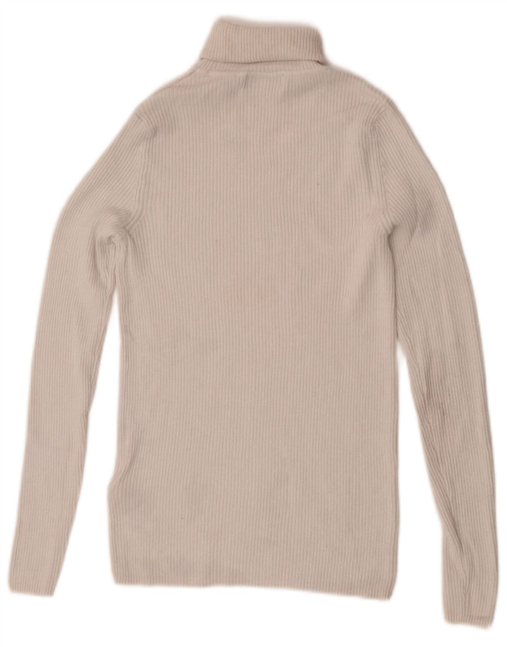 Marks & Spencer Haut à col roulé en tricot à manches longues pour femme UK 10 Small Blanc cassé