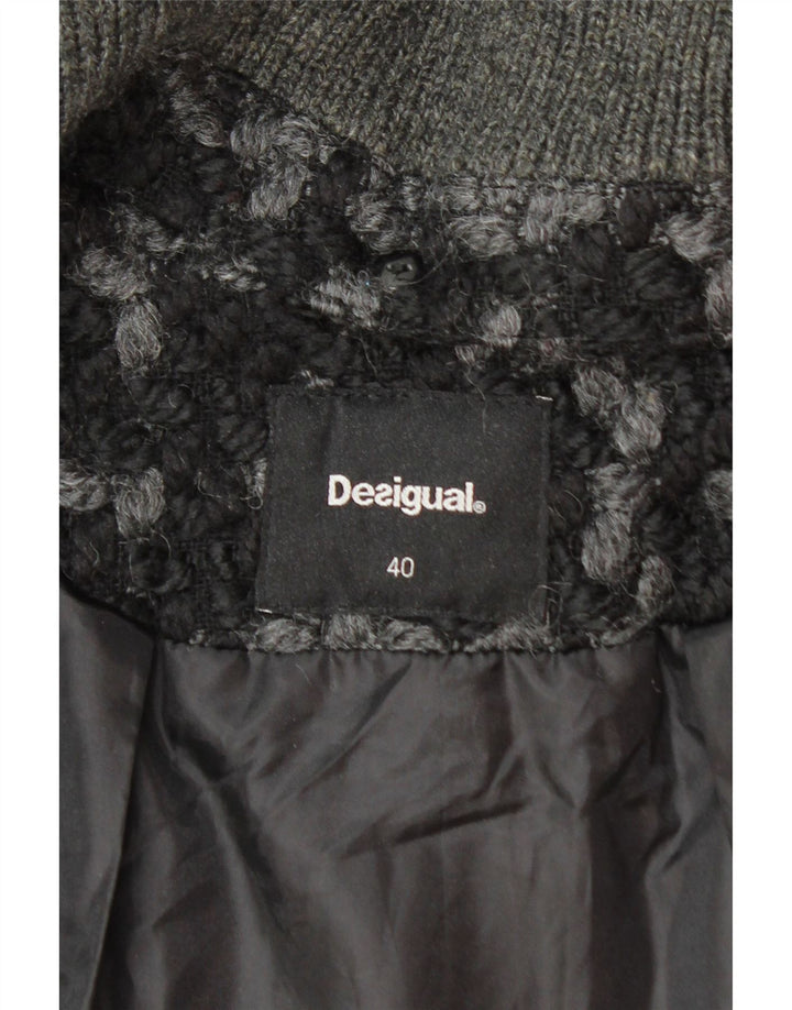 DESIGUAL Womens Overcoat EU 40 Medium Grey Check Vintage Desigual and Second-Hand Desigual from Messina Hembry 