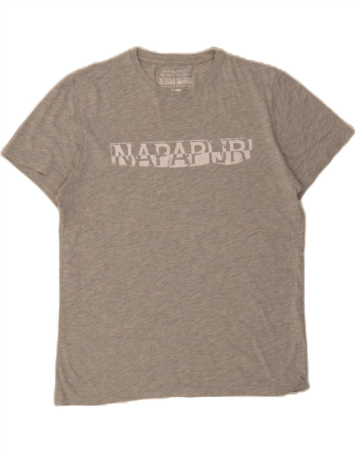 NAPAPIJRI Mens Graphic T-Shirt Top XL Grey Vintage Napapijri and Second-Hand Napapijri from Messina Hembry 