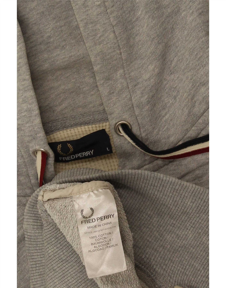 Fred Perry Pull à capuche zippé pour homme Grand coton gris