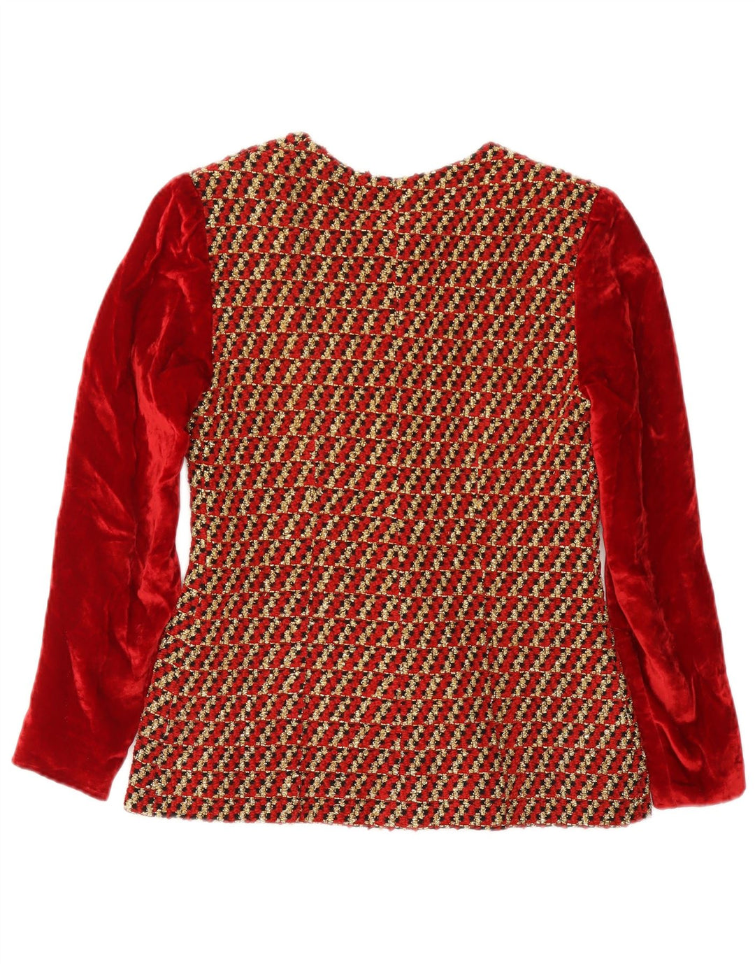 vintage Femmes 4 Bouton Velours Blazer Veste UK 8 Petit Rouge Rayé