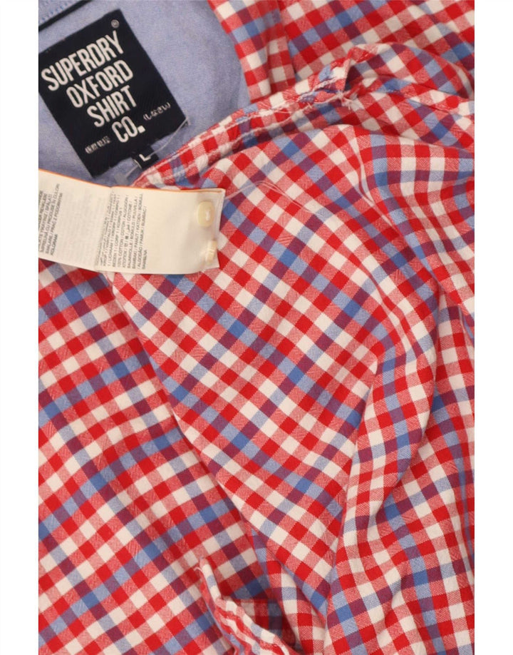 Superdry Chemise à Manches Courtes Homme Grand Rouge Vichy Coton