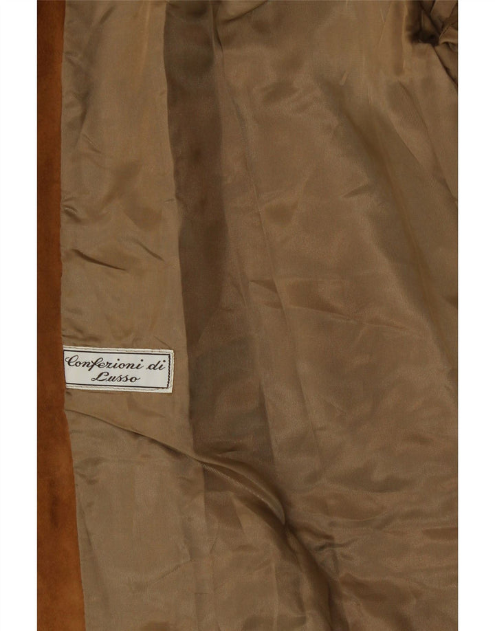 CONFEZIONI DI LUSSO Veste blazer en daim à 2 boutons pour femme UK 14 Large Marron
