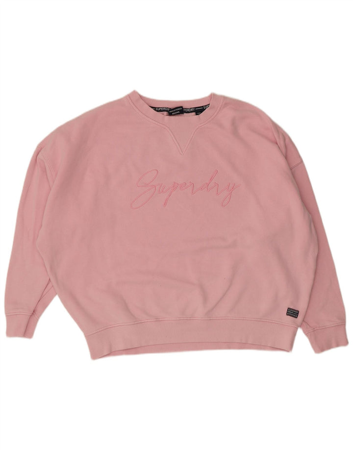 Superdry Sweat-shirt surdimensionné graphique pour femme UK 14 Large Rose