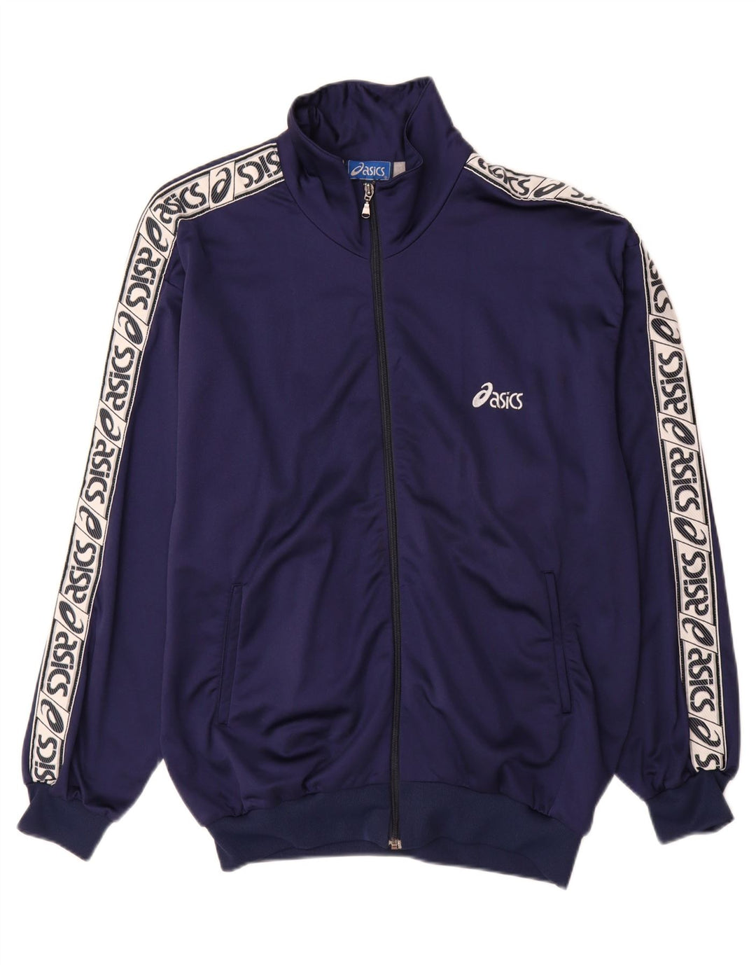 ASICS Veste de survêtement graphique pour hommes XL Bleu marine Colourblock Polyamide