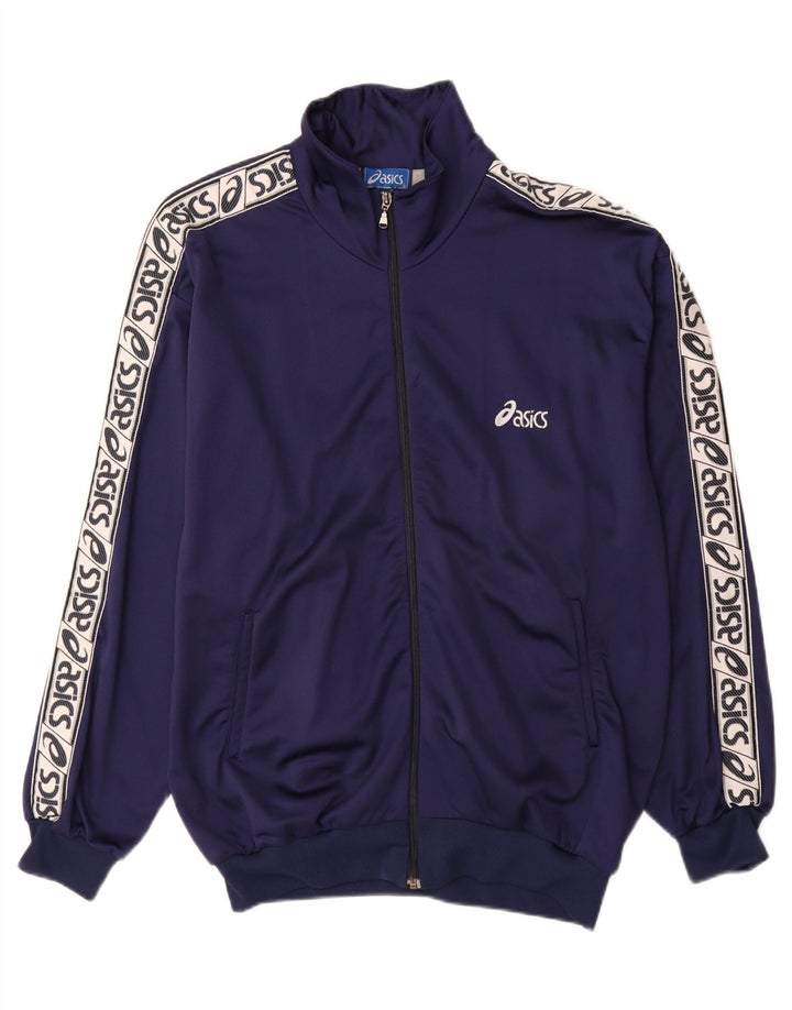 ASICS Veste de survêtement graphique pour hommes XL Bleu marine Colourblock Polyamide