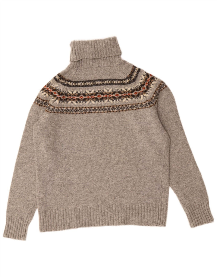 Zara Pull col roulé pour femme UK 14 Gris moyen Fair Isle
