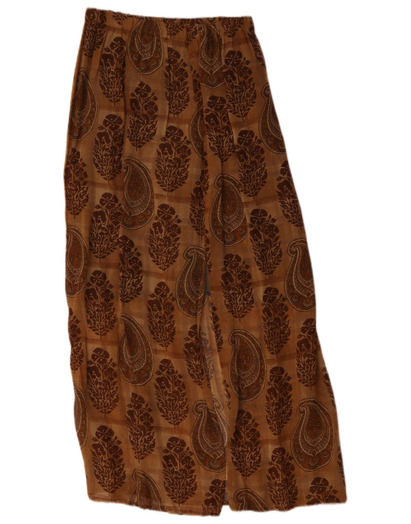 vintage Femme Maxi Jupe W26 Petit Marron Paisley