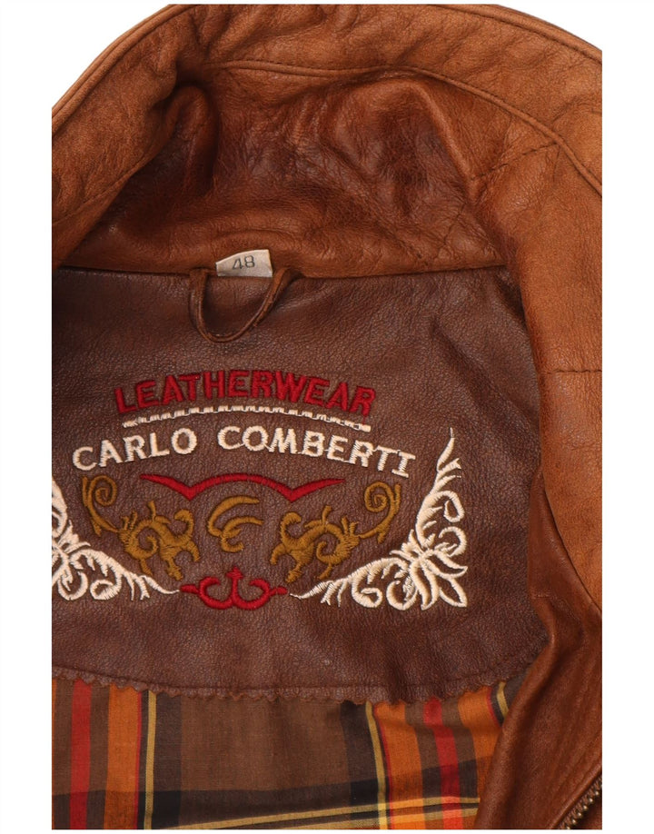 CARLO COMBERTI Veste en Cuir Homme IT 48 Cuir Marron Moyen