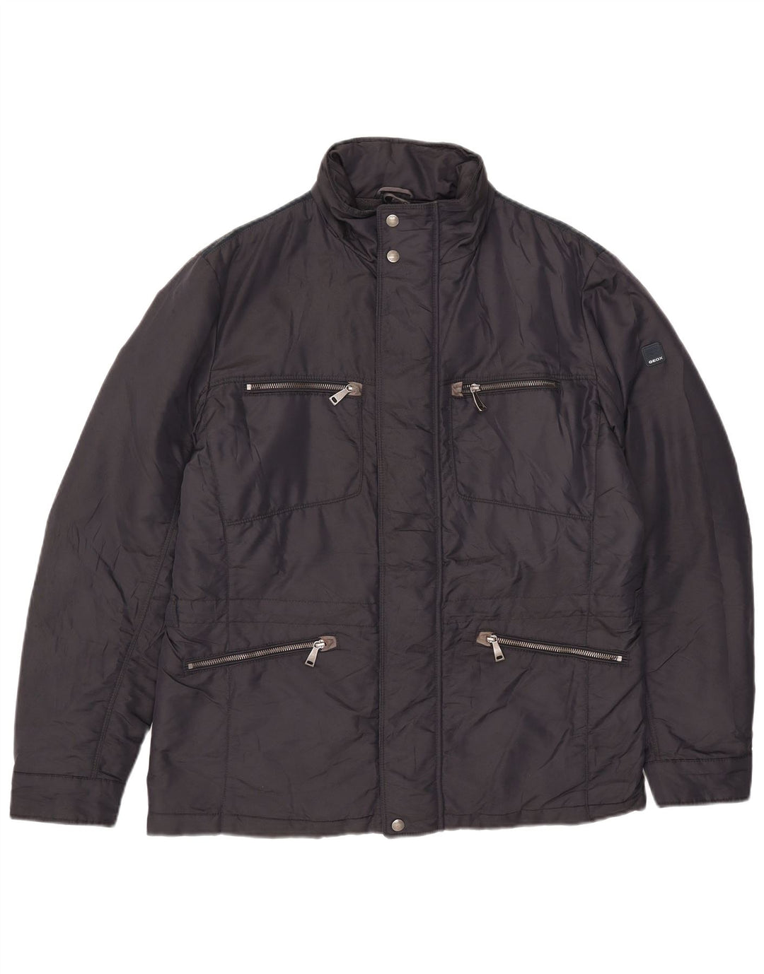 Geox Veste utilitaire à capuche pour homme UK 40 Large Bleu marine Polyamide