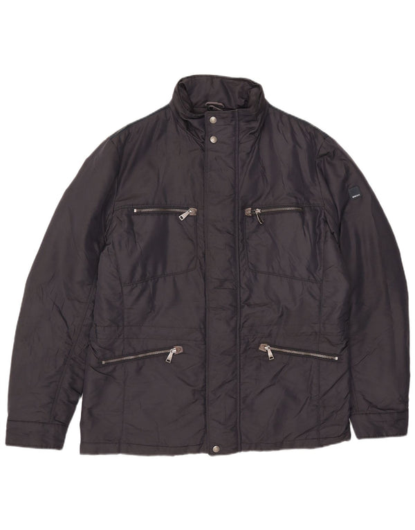 Geox Veste utilitaire à capuche pour homme UK 40 Large Bleu marine Polyamide