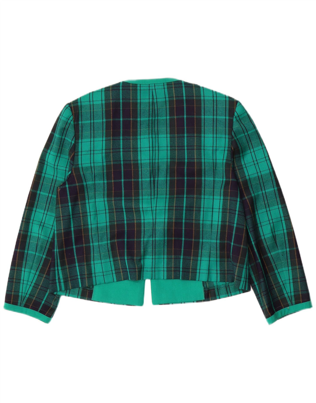 Fink Veste Blazer Femme UK 18 XL Vert à Carreaux Laine Vierge