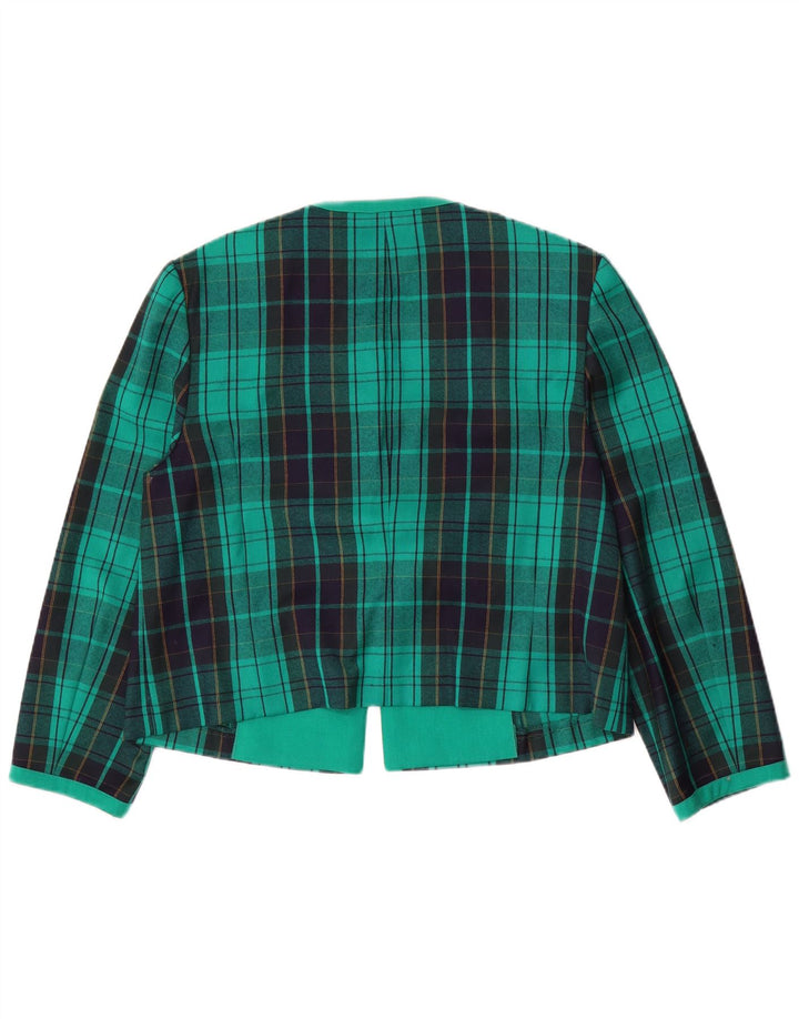 Fink Veste Blazer Femme UK 18 XL Vert à Carreaux Laine Vierge