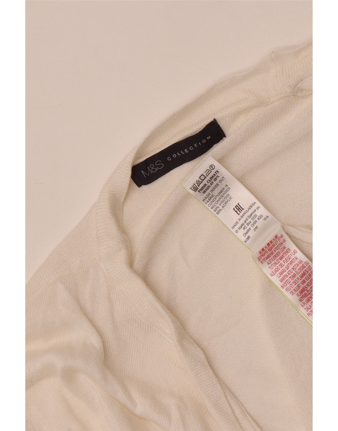 Marks & Spencer Pull Cardigan Ouvert pour Femme UK 14 Grande Viscose Blanche