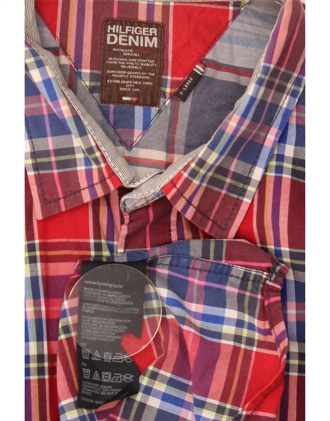 Tommy Hilfiger Chemise Homme XL Rouge Plaid Coton