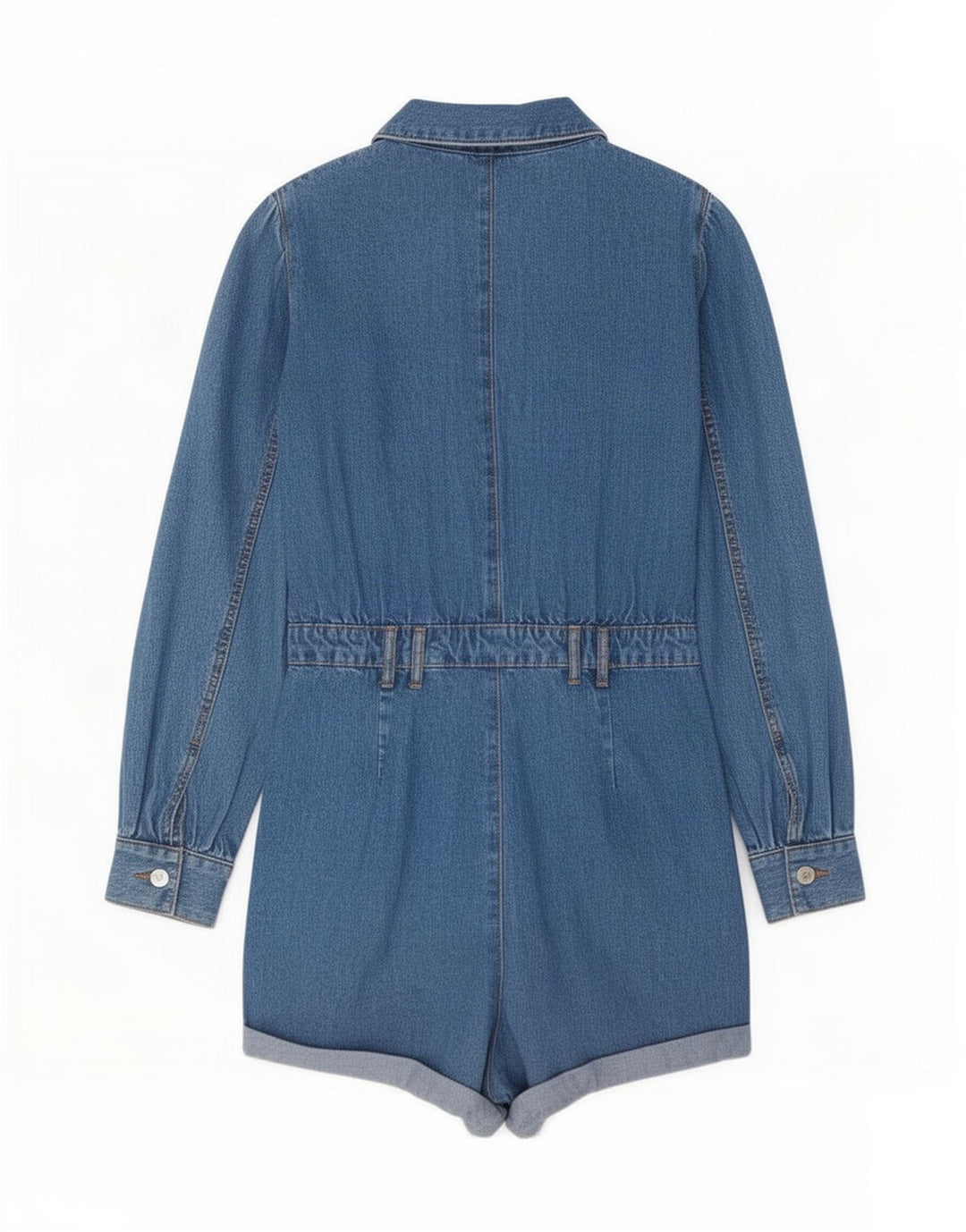 Zara Combishort en jean à manches longues pour femme UK 12 Bleu moyen
