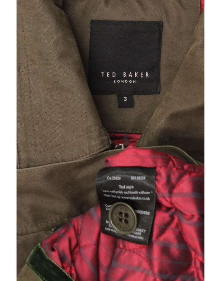 Ted Baker Veste Bomber Homme Taille 3 Coton Kaki Moyen