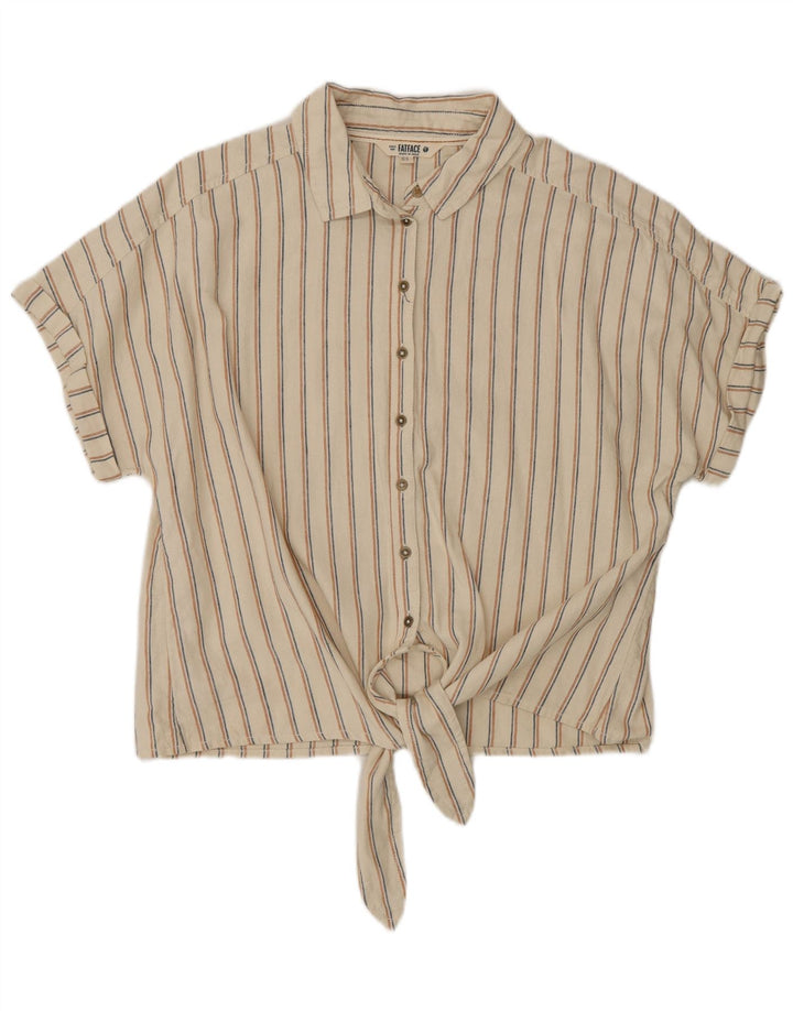 Fat Face Femme Manches Courtes UK 14 Grand Beige Rayé