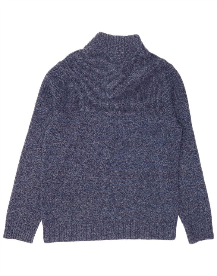 Fat Face Pull à col boutonné pour homme en laine rayée bleu marine