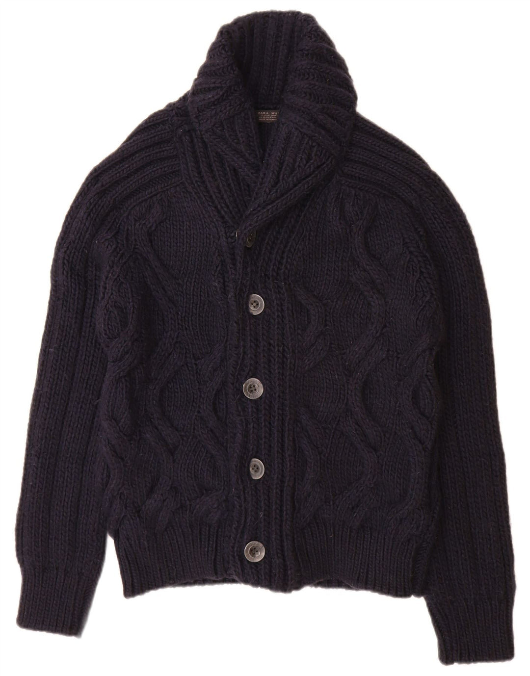 Pull Cardigan Zara Homme Bleu Marine Moyen Acrylique