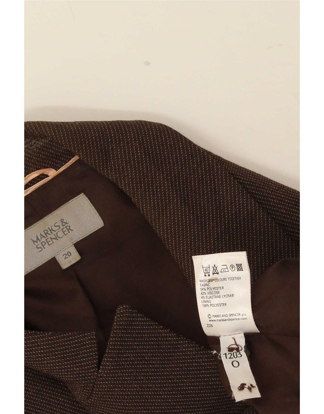 Marks & Spencer Veste blazer 1 bouton pour femme UK 20 2XL Marron Polyester