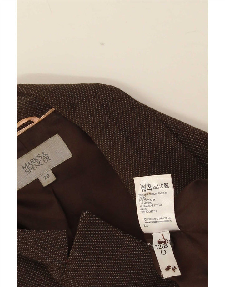 Marks & Spencer Veste blazer 1 bouton pour femme UK 20 2XL Marron Polyester