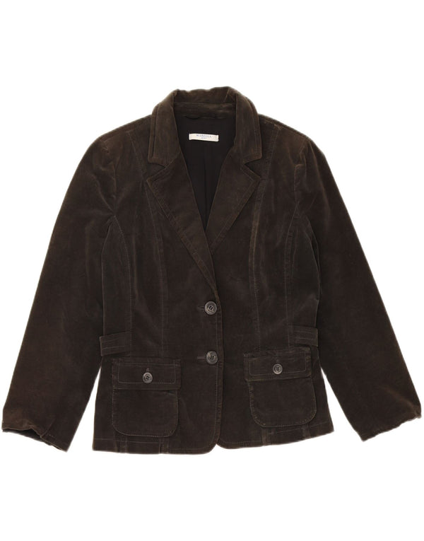 Marella Veste blazer en velours à 2 boutons pour femme UK 10 Petit coton gris