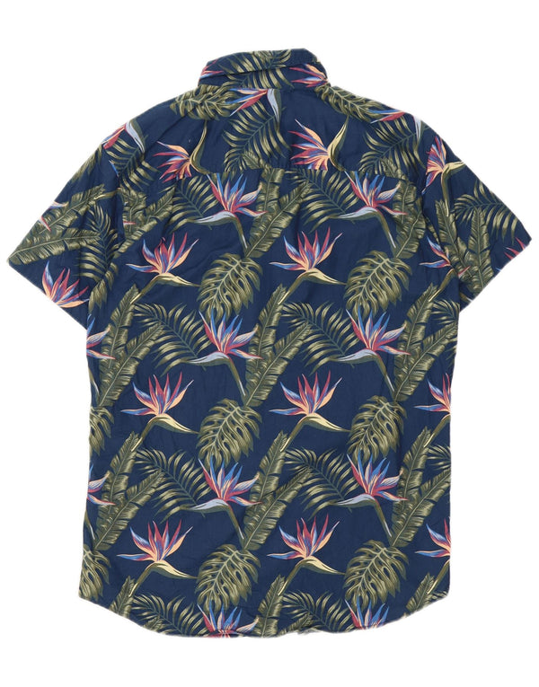 Jack & Jones Chemise à manches courtes pour hommes Large Bleu Floral Coton Hawaïen